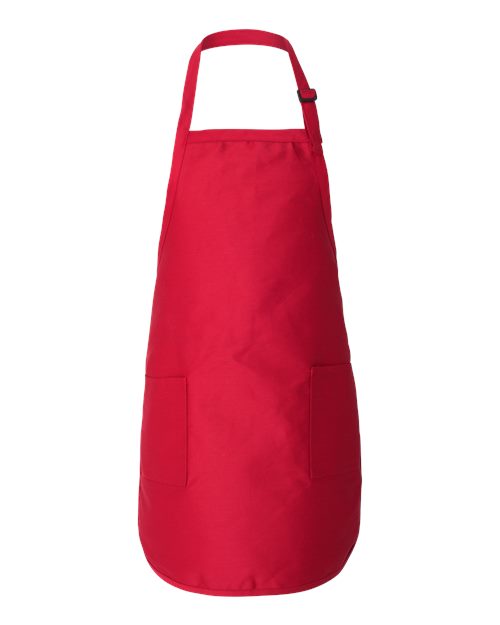 Q-Tees Q4350, Full-length Apron With Pockets, Red