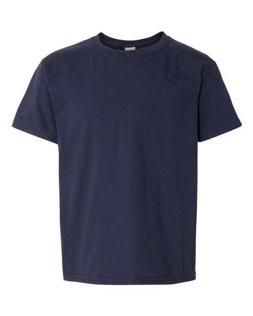 Softstyle® Youth T-Shirt - - 4471 Navy XS 13460 4-4.9 oz 64500B Best Selling Brands Cotton - 100% Cotton - Over 50% Cotton - Ringspun Crewneck Gildan Go To Basics Light (Under 5 oz) No Visible Logos Preshrunk School & Team Self Collar Short Sleeves Side Seams T-Shirts T-Shirts - Premium Tear Away Tops Unisex