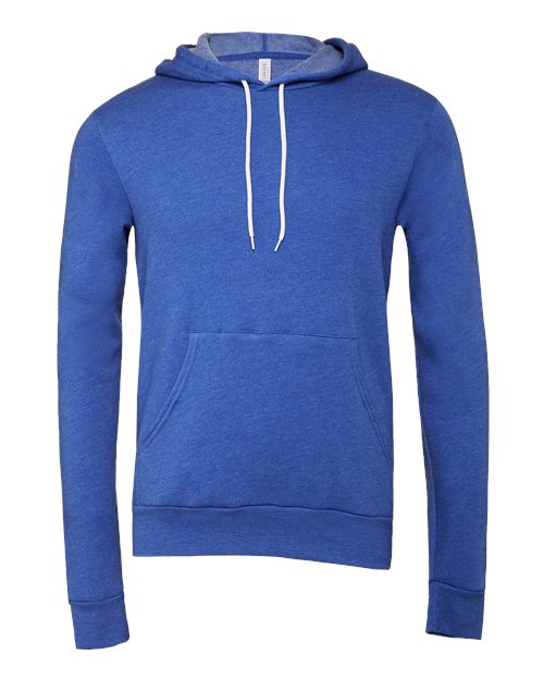 BELLA + CANVAS 3719, Unisex Sponge Fleece Hoodie Sweatshirt, Heather True Royal