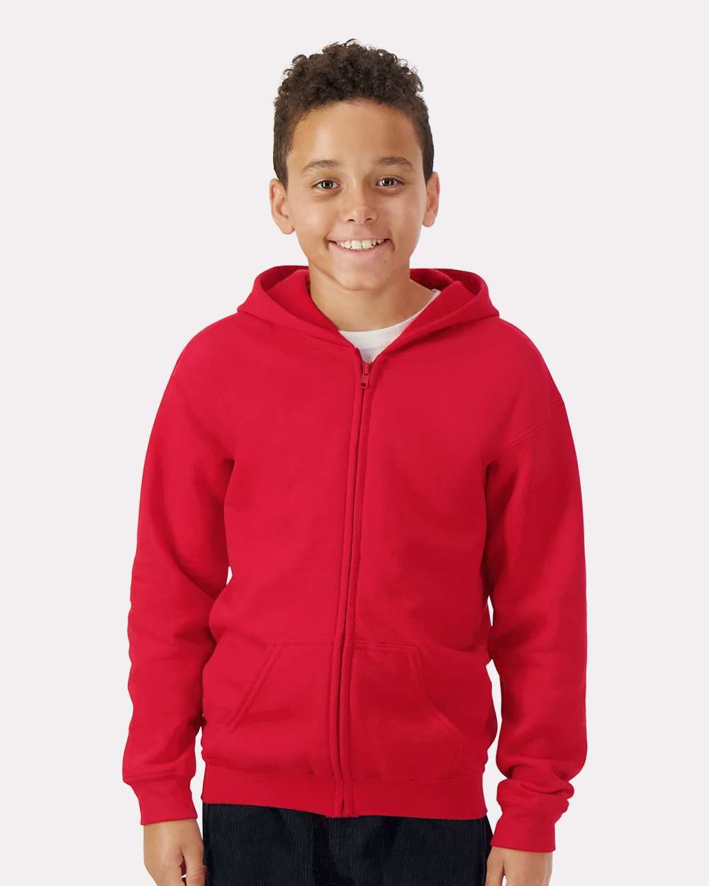 Gildan 18600B, Youth Heavy Blend Full-zip Hooded Sweatshirt, Black