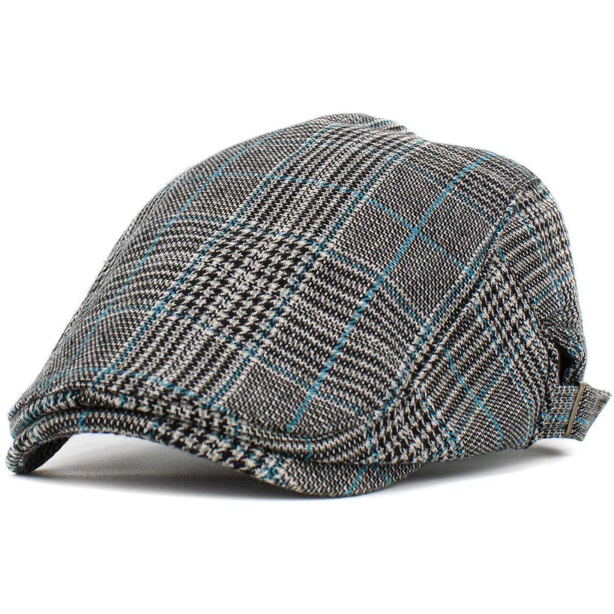IVY Hat -K232, Plaid Pattern, Multi-Coloured, Adjustable Black & Blue OSFA Fashion Hat