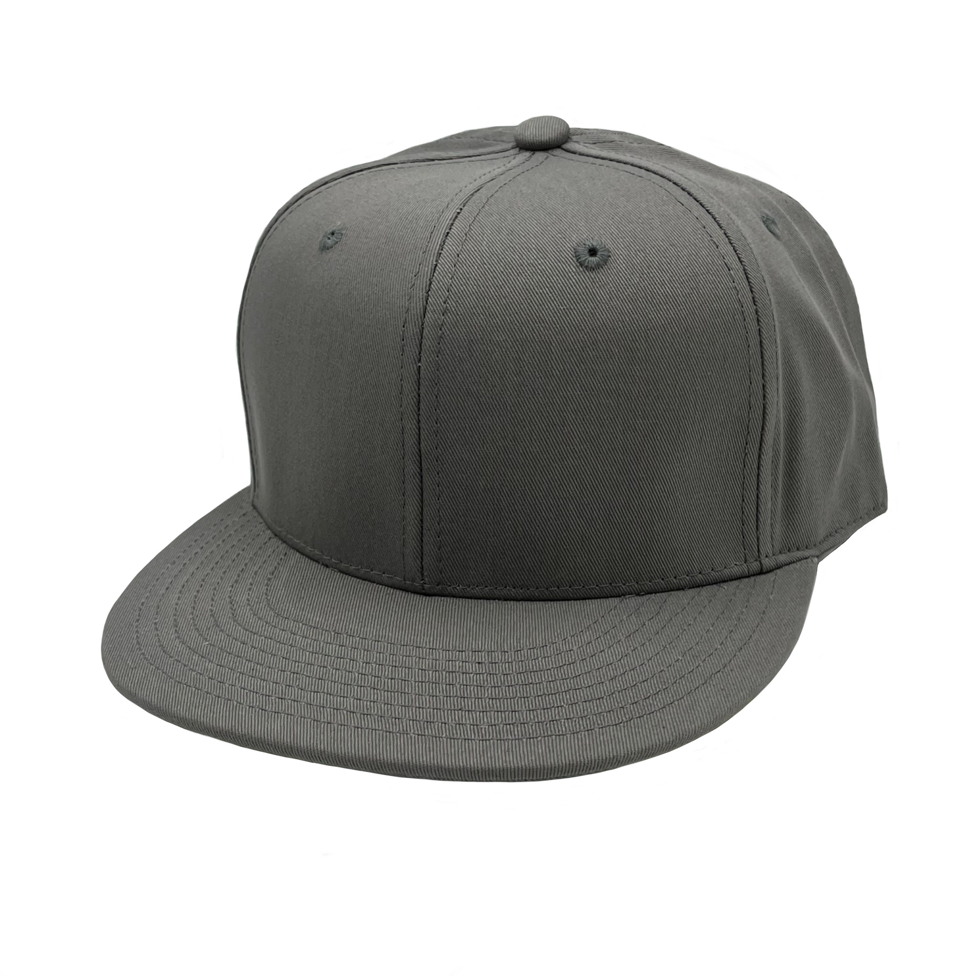 GNV-019 - 6 Panels Round Flat Bill Snapback Grey One Size 6 PANELS COTTON FLAT HIGH PROFILE nissi caps SNAPBACK STRUCTURED UNISEX