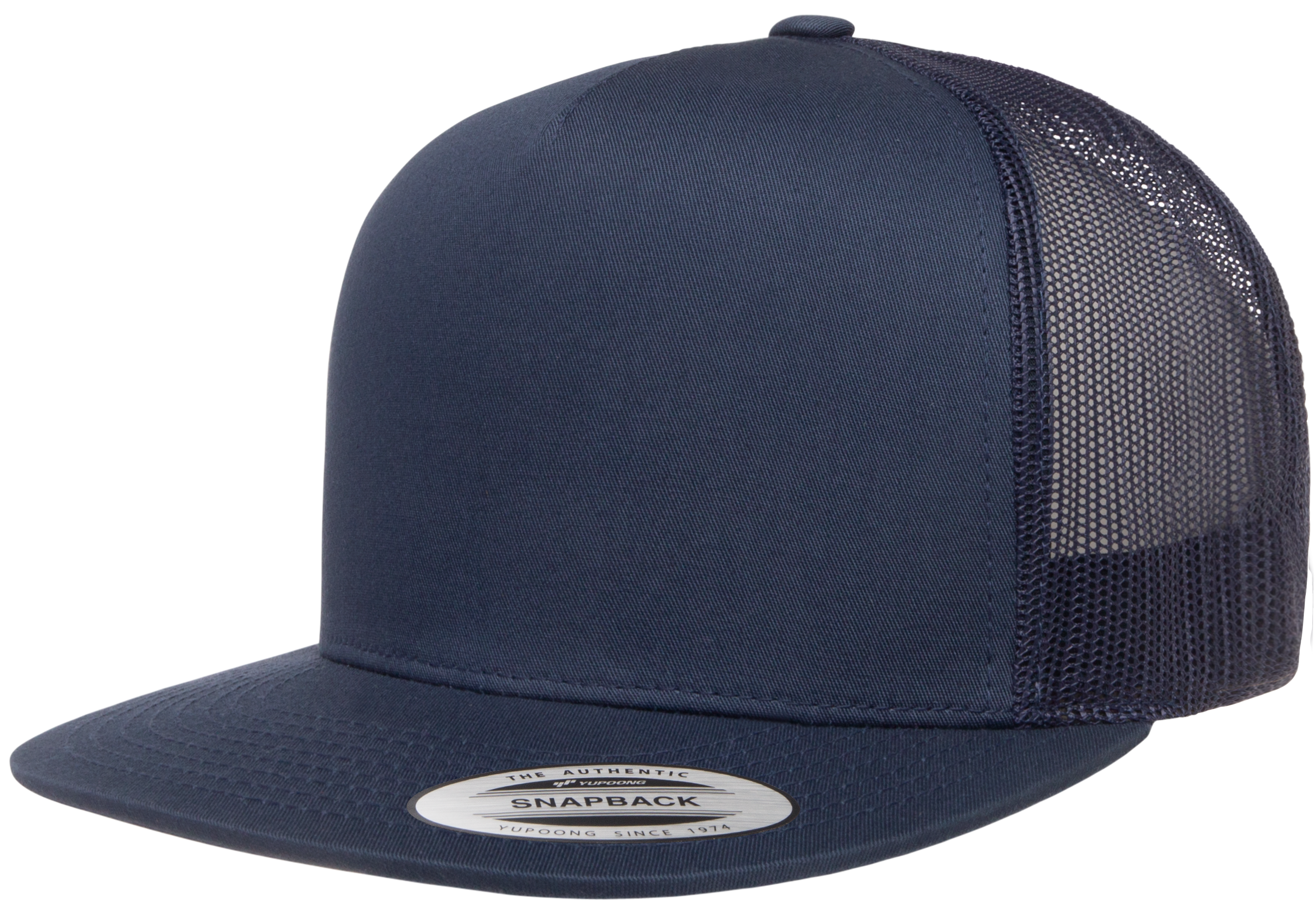 F06006 - YP Classics 5 Panel Flat Peak Snap Back Trucker Cap Navy 6006 __label:IN-STOCK flat peak snap back yp classic yupoong yuppong