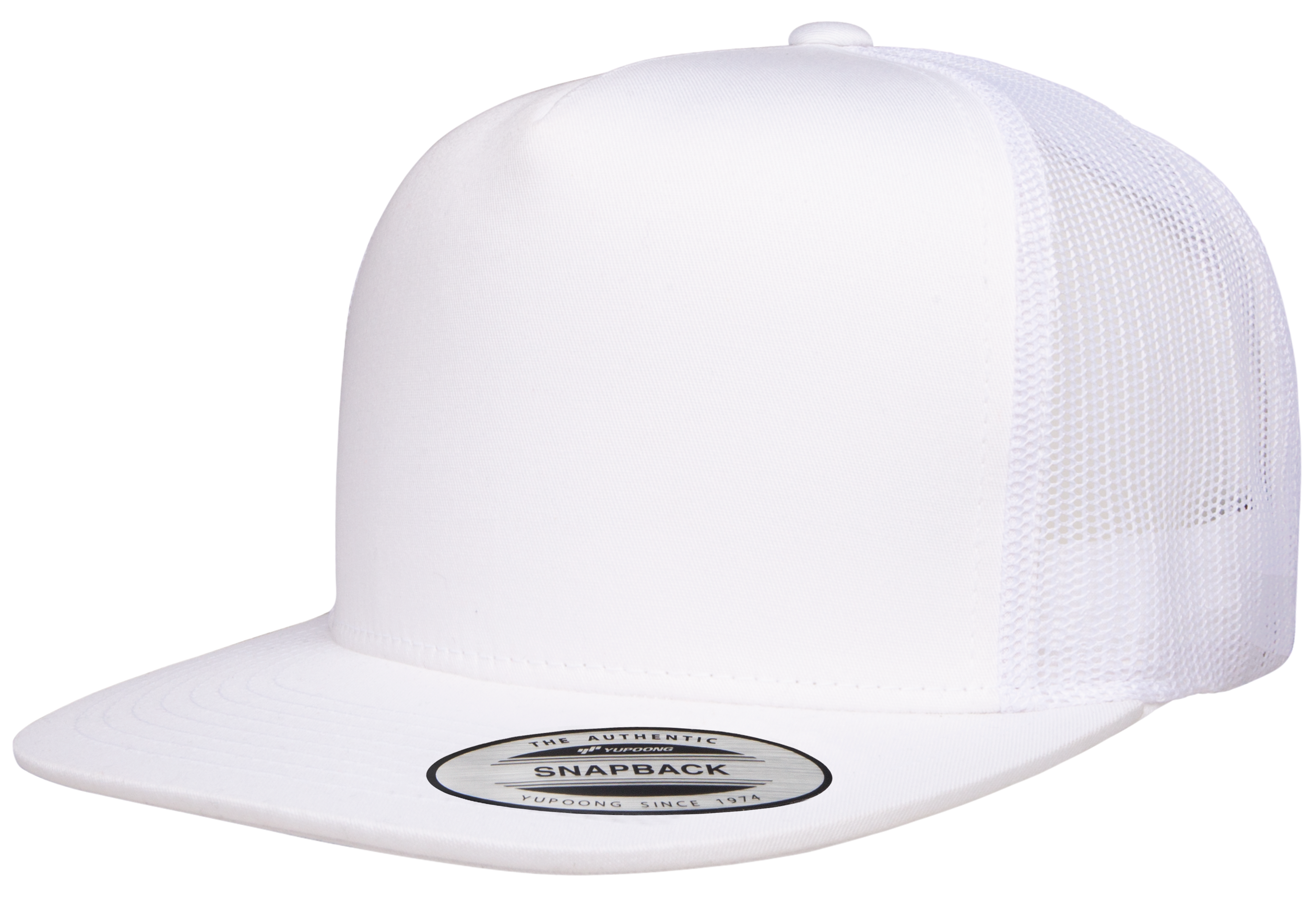F06006 - YP Classics 5 Panel Flat Peak Snap Back Trucker Cap White 6006 __label:IN-STOCK flat peak snap back yp classic yupoong yuppong