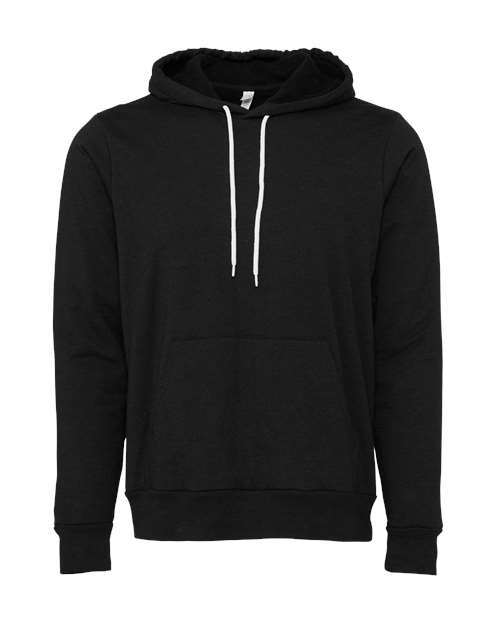 BELLA + CANVAS 3719, Unisex Sponge Fleece Hoodie Sweatshirt, Black Heather