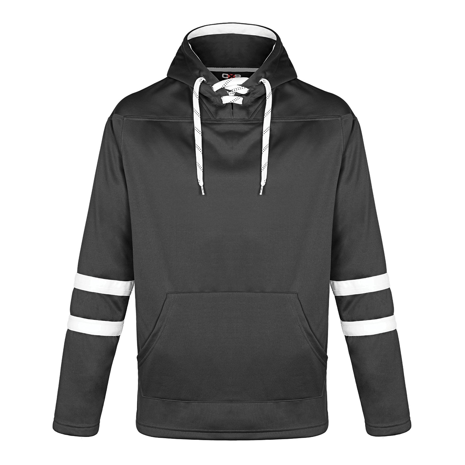 L00617 - Dangle - Adult Pullover Hockey Lace Hooded Sweatshirt Black White 617 adult athletic blue CX2 hockey hoodie kangaroo mens team