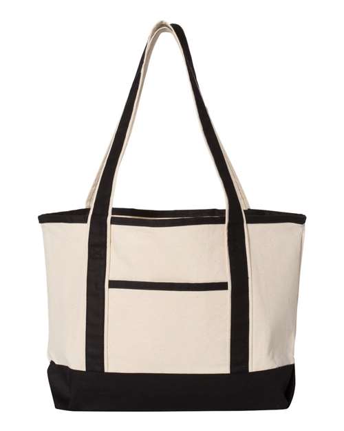 Q-Tees Q125800, 20l Small Deluxe Tote, Natural/ Black