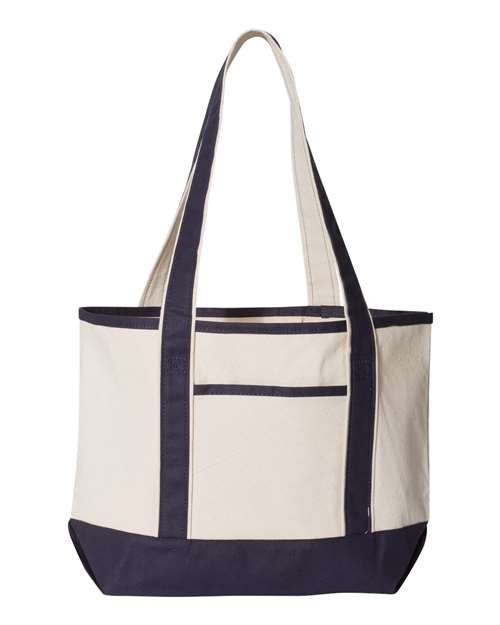 Q-Tees Q125800, 20l Small Deluxe Tote, Natural/ Navy