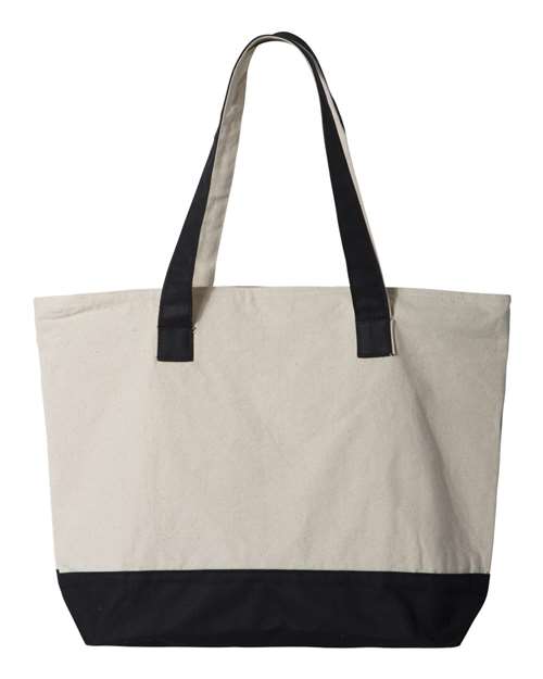Q-Tees Q1300, 19l Zippered Tote, Natural/ Black