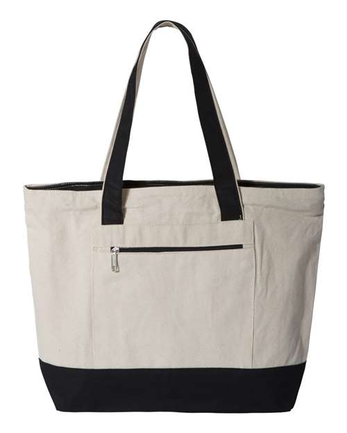 Q-Tees Q1300, 19l Zippered Tote, Natural/ Black