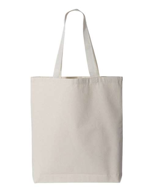 Q-Tees Q4400, 11l Canvas Tote With Contrast-color Handles, Natural/ Natural