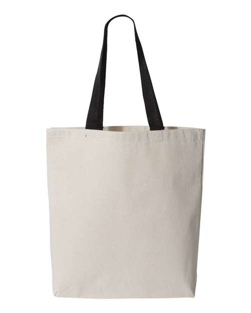 Q-Tees Q4400, 11l Canvas Tote With Contrast-color Handles, Natural/ Black