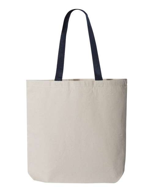 Q-Tees Q4400, 11l Canvas Tote With Contrast-color Handles, Natural/ Navy