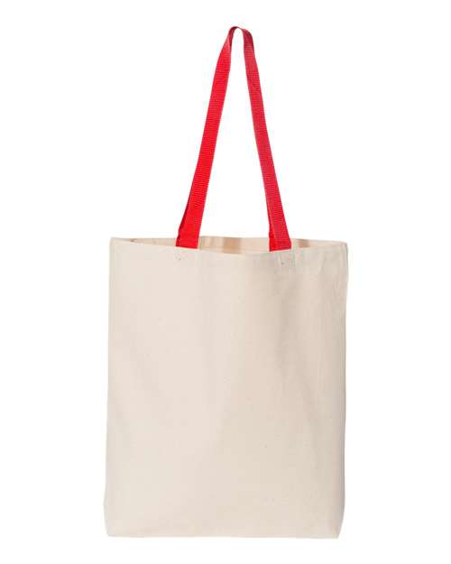 Q-Tees Q4400, 11l Canvas Tote With Contrast-color Handles, Natural/ Red