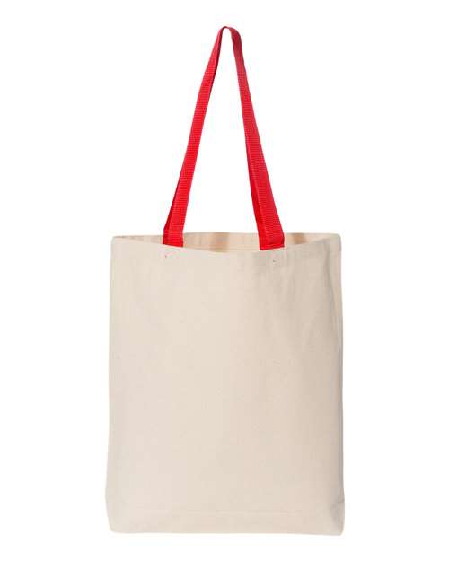 Q-Tees Q4400, 11l Canvas Tote With Contrast-color Handles, Natural/ Red