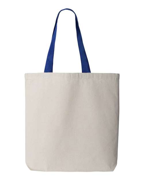 Q-Tees Q4400, 11l Canvas Tote With Contrast-color Handles, Natural/ Royal