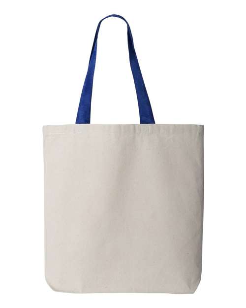 Q-Tees Q4400, 11l Canvas Tote With Contrast-color Handles, Natural/ Royal