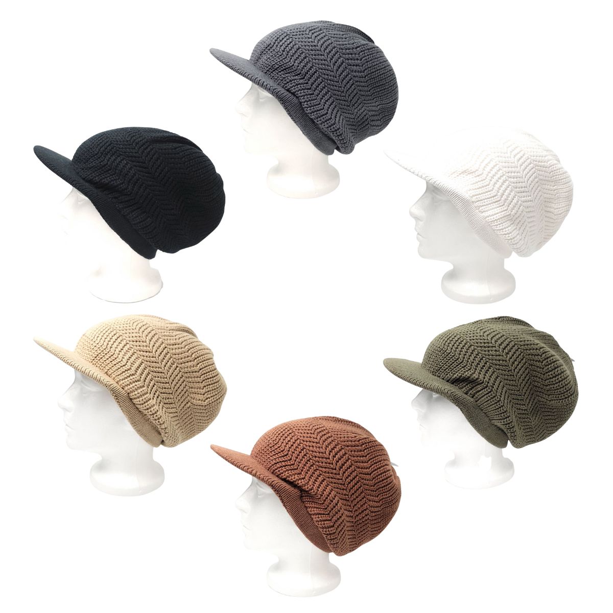 Rasta Knitted Visor Beanie-RV0008, Cotton, OSFA