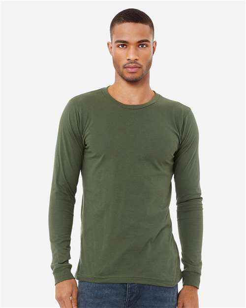 BELLA + CANVAS 3501, Unisex Jersey Long Sleeve Tee, Military Green