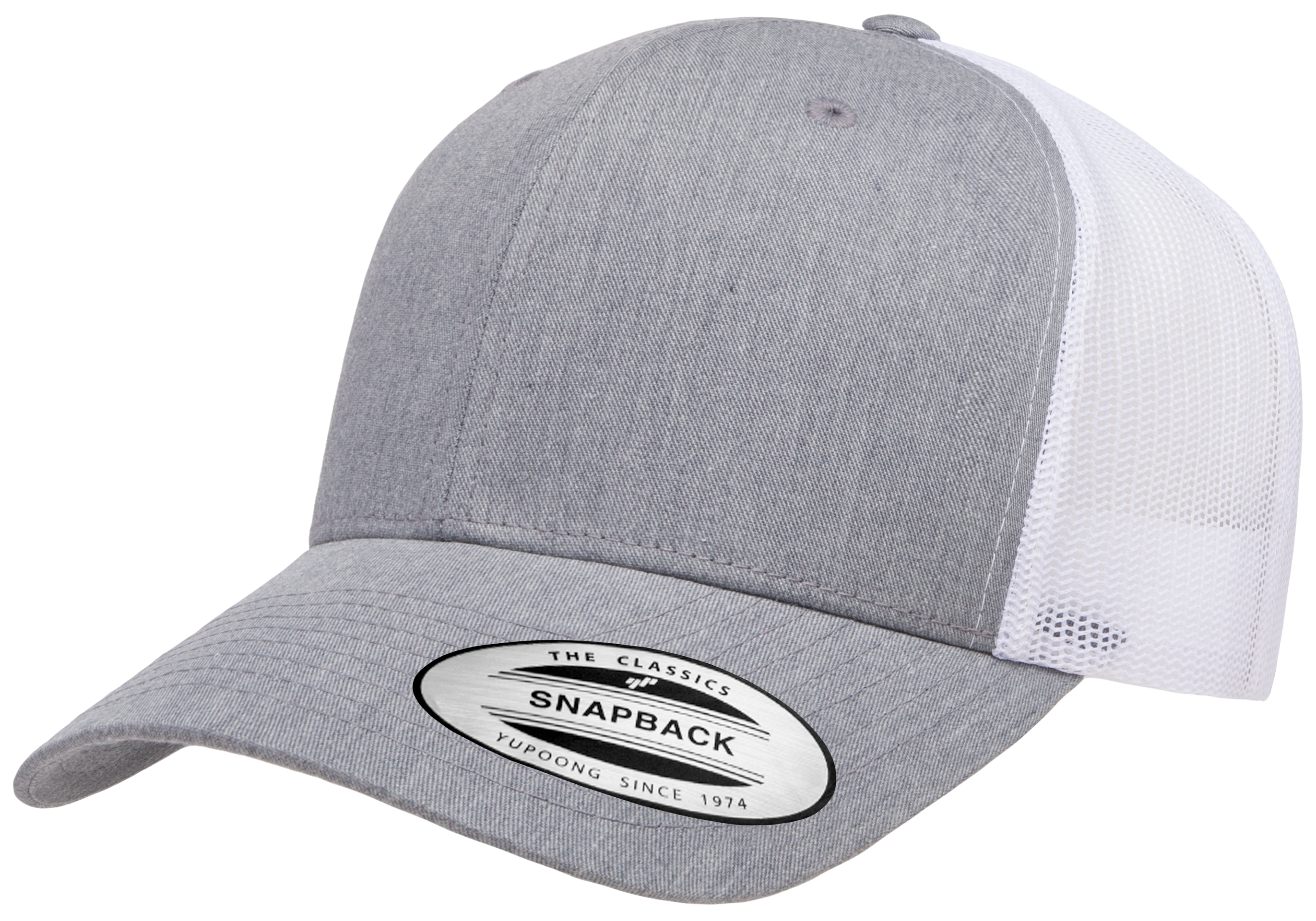 F6606T - YP Classics 2-Tone Snap Back Trucker Cap Grey Heather White 6606 6606t __label:IN-STOCK snap back trucker yp classic yupoong