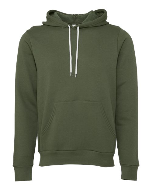 BELLA + CANVAS 3719, Unisex Sponge Fleece Hoodie Sweatshirt, Military Green