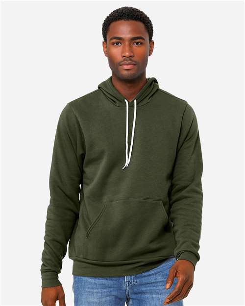 BELLA + CANVAS 3719, Unisex Sponge Fleece Hoodie Sweatshirt, Military Green