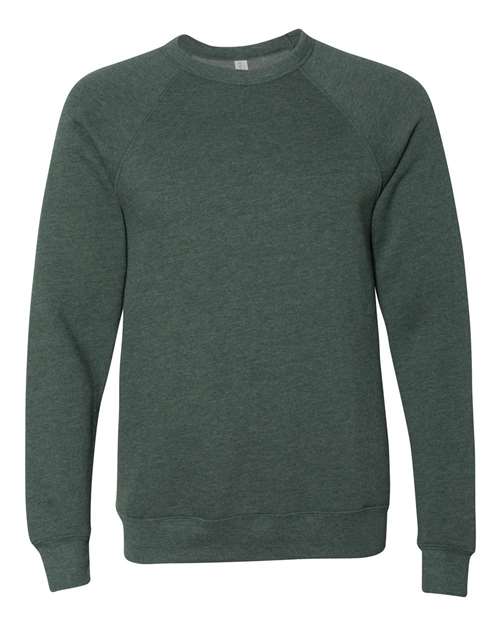 BELLA + CANVAS 3901, Unisex Sponge Fleece Raglan Crewneck Sweatshirt, Heather Forest