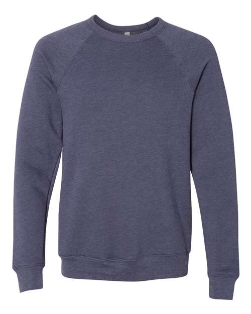 BELLA + CANVAS 3901, Unisex Sponge Fleece Raglan Crewneck Sweatshirt, Heather Navy
