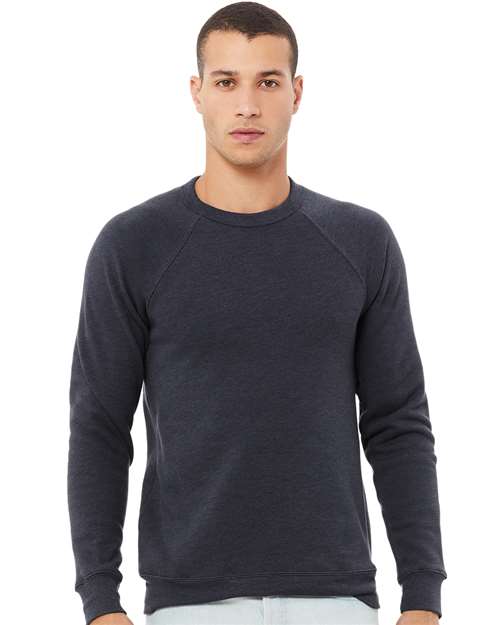 BELLA + CANVAS 3901, Unisex Sponge Fleece Raglan Crewneck Sweatshirt, Heather Navy