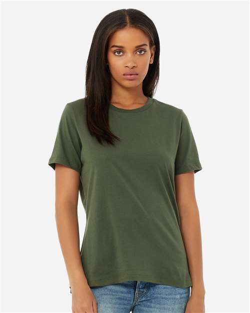BELLA + CANVAS 6400, Women’s Relaxed Jersey Tee, Military Green