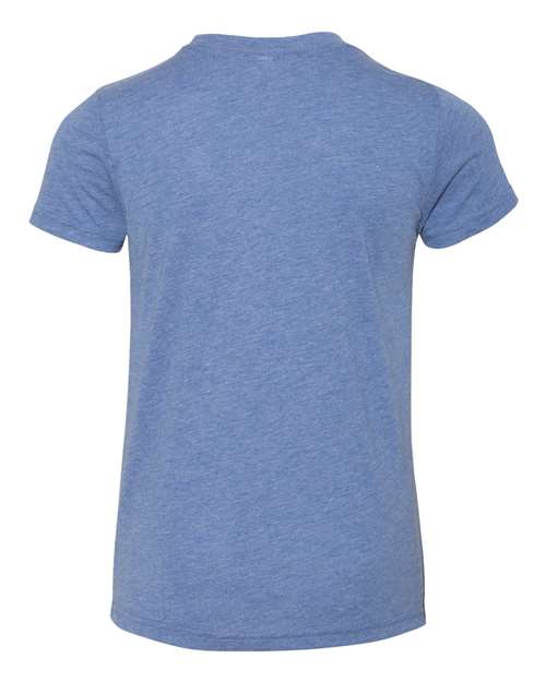 BELLA + CANVAS 3413Y, Youth Triblend Tee, Blue Triblend