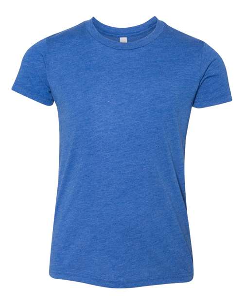 BELLA + CANVAS 3413Y, Youth Triblend Tee, True Royal Triblend
