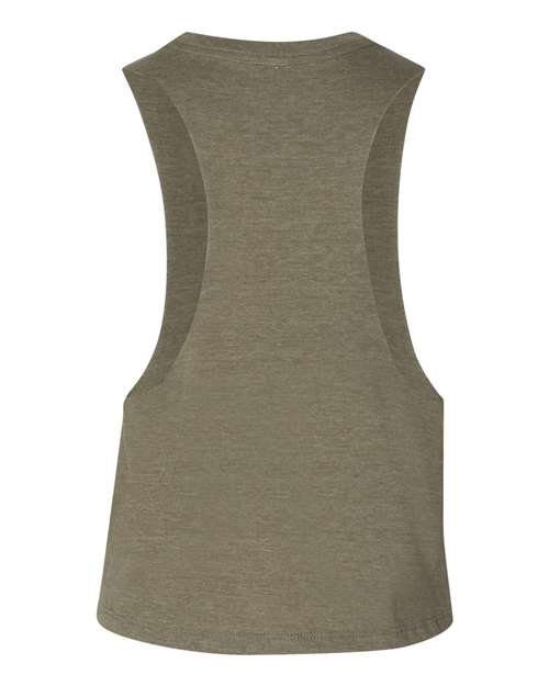 BELLA + CANVAS 6682, Women's Racerback Crop Tank, Heather Olive