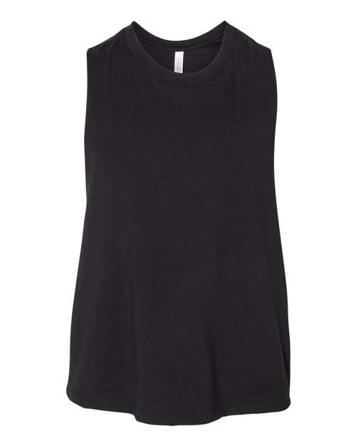 BELLA + CANVAS 6682, Women's Racerback Crop Tank, Solid Black Blend