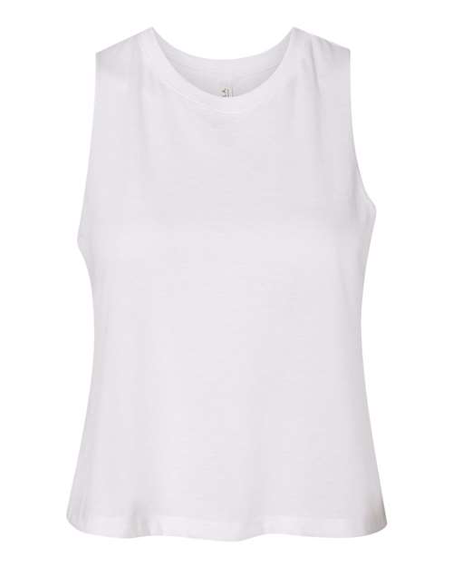 BELLA + CANVAS 6682, Women's Racerback Crop Tank, Solid White Blend