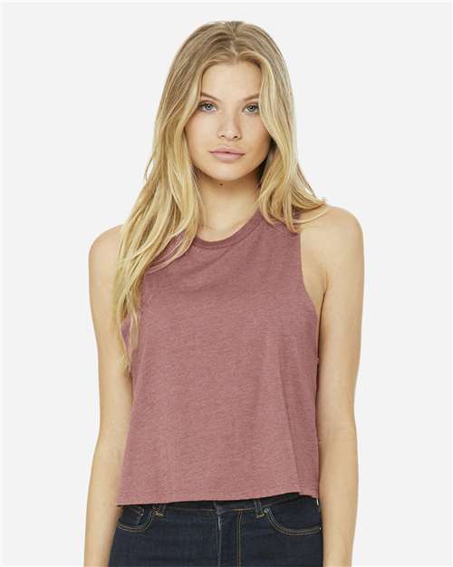 BELLA + CANVAS 6682, Women's Racerback Crop Tank, Heather Mauve