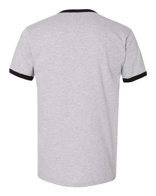 Next Level 3604, Unisex Cotton Ringer Tee, Heather Grey/ Black