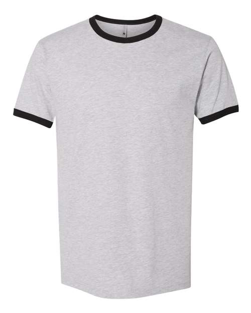 Next Level 3604, Unisex Cotton Ringer Tee, Heather Grey/ Black