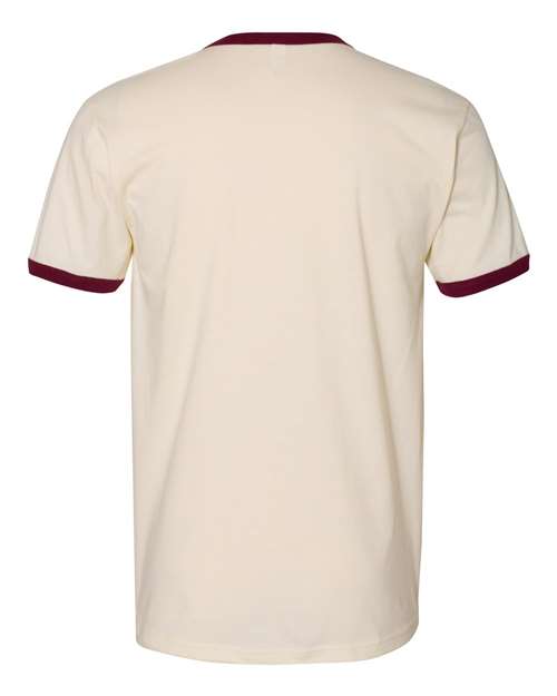 Next Level 3604, Unisex Cotton Ringer Tee, Natural/ Maroon