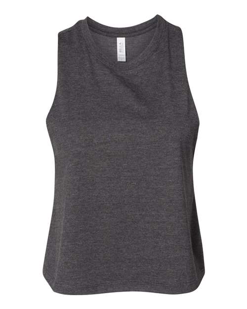 BELLA + CANVAS 6682, Women's Racerback Crop Tank, Dark Grey Heather