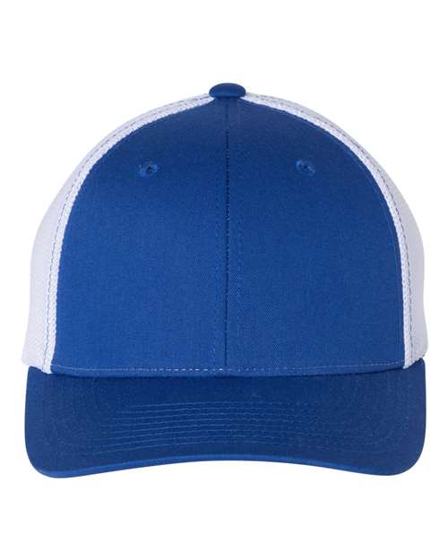 R-Flex Trucker Cap - - 6367 Royal White 110 90195 Adult Best Selling Brands Blends Company Store Hats Company Store Headwear Company Store Style Guide Fitness and Wellness Fitted Go To Fashion Hats Headwear Mens & Unisex Mesh Mesh Back Mid Profiles Polyester - Over 50% Pre-Curved Visor Richardson School & Team Six-Panel Structured Truckers