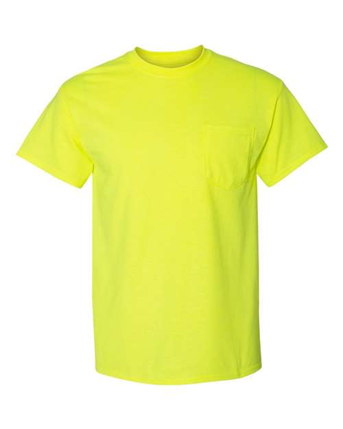 Gildan 8300, Unisex Dryblend Pocket T-shirt, Safety Green
