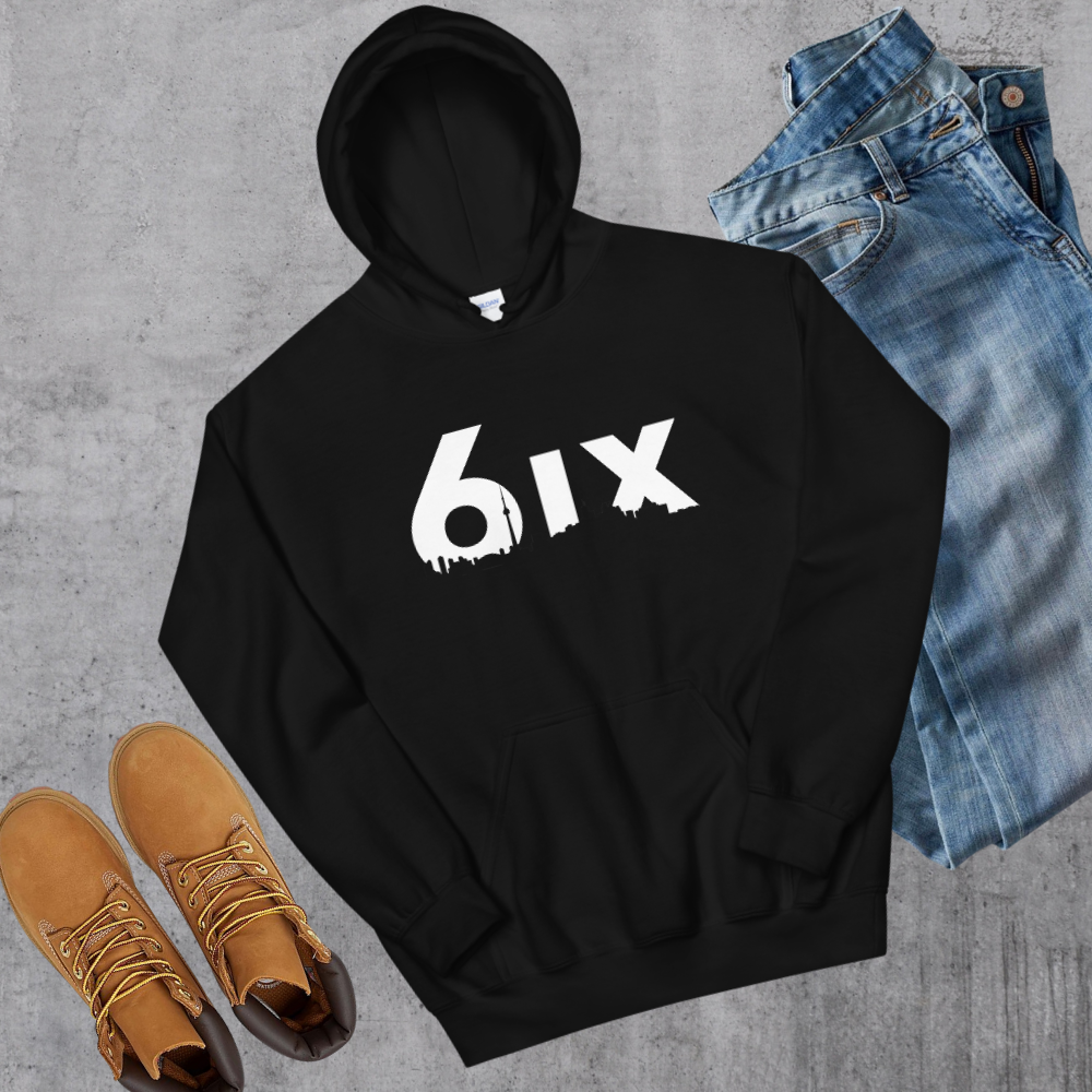 6ix Hoodie Black Canadian City Apparel Toronto