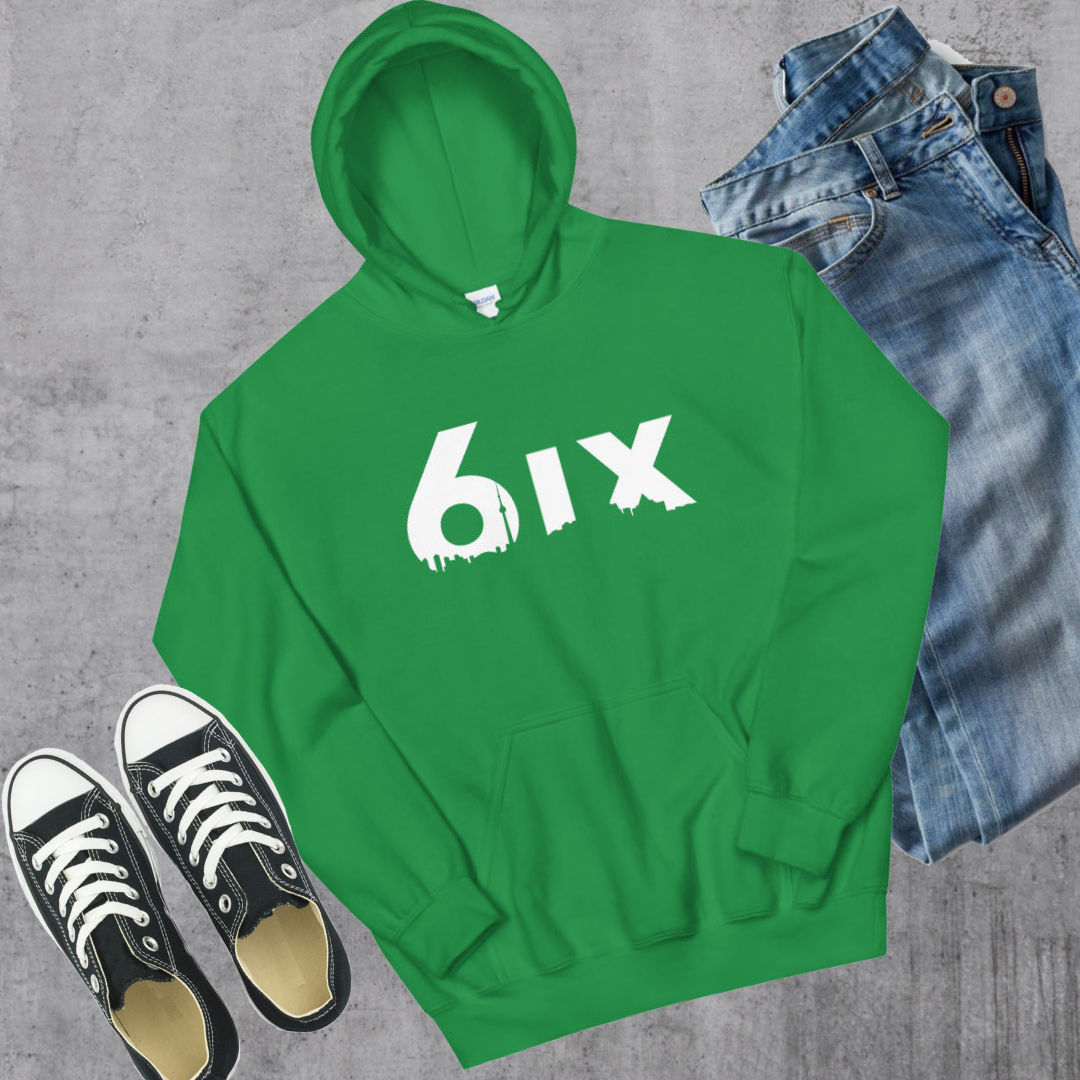 6ix Hoodie - Toronto Embroidery Irish Green bulk orders canadian city apparel custom decoration custom embroidery custom hoodies embroidered hoodies embroidery service fast turnaround professional embroidery pullover sweatshirts toronto toronto embroidery
