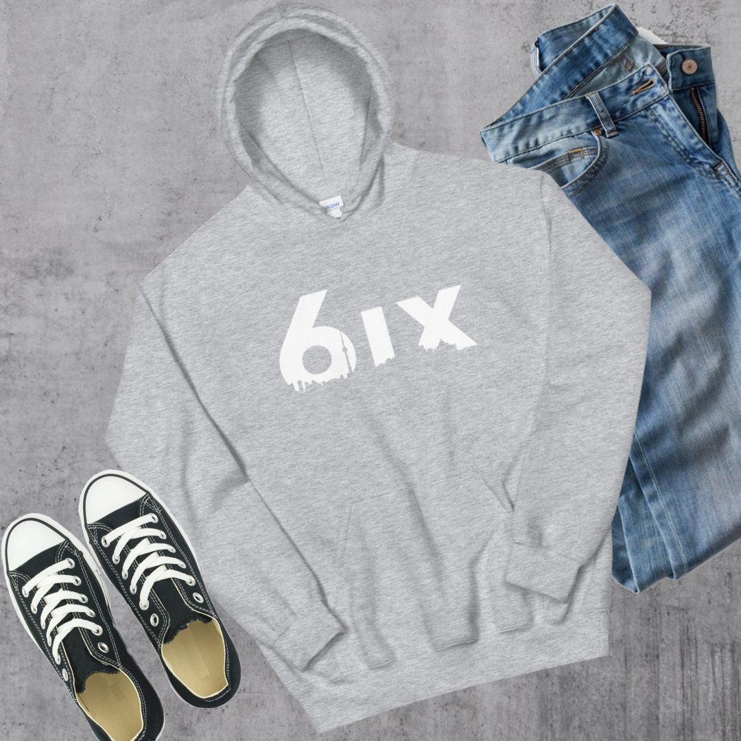 6ix Hoodie - Toronto Embroidery Sport Grey bulk orders canadian city apparel custom decoration custom embroidery custom hoodies embroidered hoodies embroidery service fast turnaround professional embroidery pullover sweatshirts toronto toronto embroidery