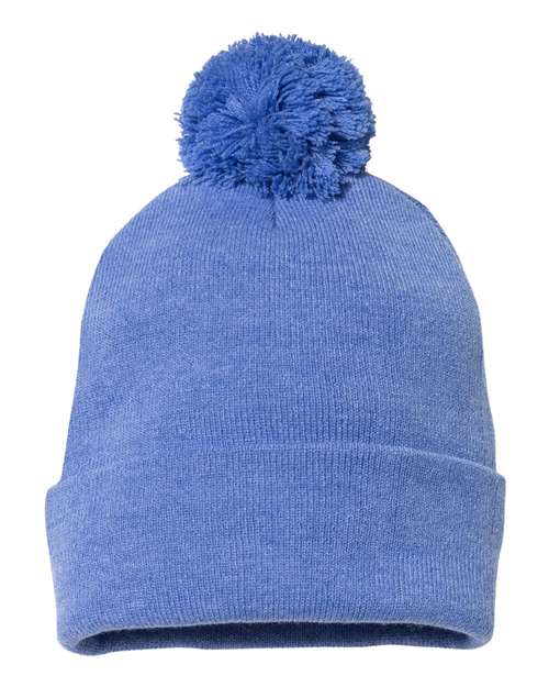 Sportsman SP15, 12" Pom-pom Cuffed Beanie, Heather Royal