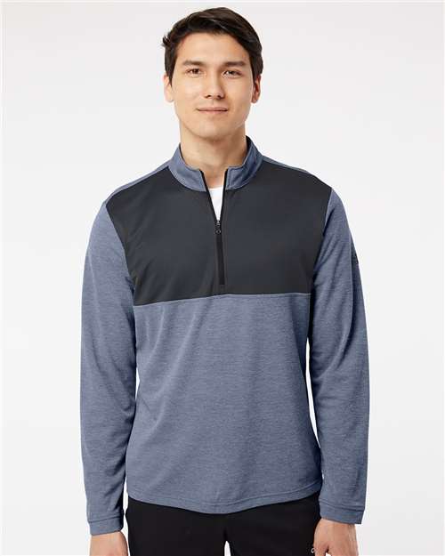 Adidas A280, Lightweight Quarter-zip Pullover, Collegiate Navy Heather/ Carbon