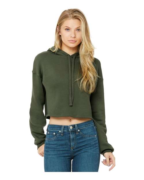 BELLA + CANVAS 7502, Women's Crop Hoodie Sweatshirt, Military Green