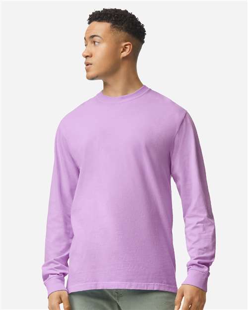 Unisex Garment-Dyed Heavyweight Long Sleeve T-Shirt - Orchid - - 2217