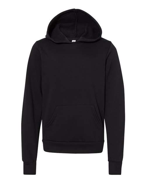 BELLA + CANVAS 3719Y, Youth Sponge Fleece Hoodie Sweatshirt, Black